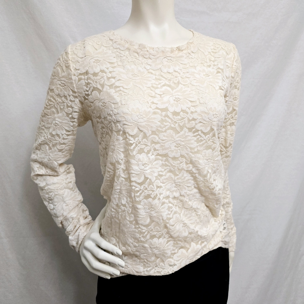 Express Cream Color Burnout Top Size Large